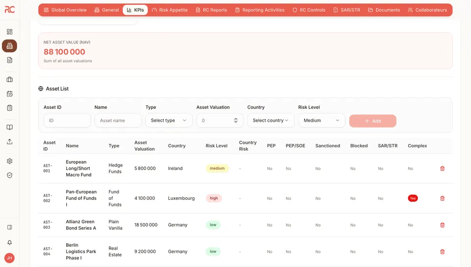 RC Insight — écran Indicateurs actifs